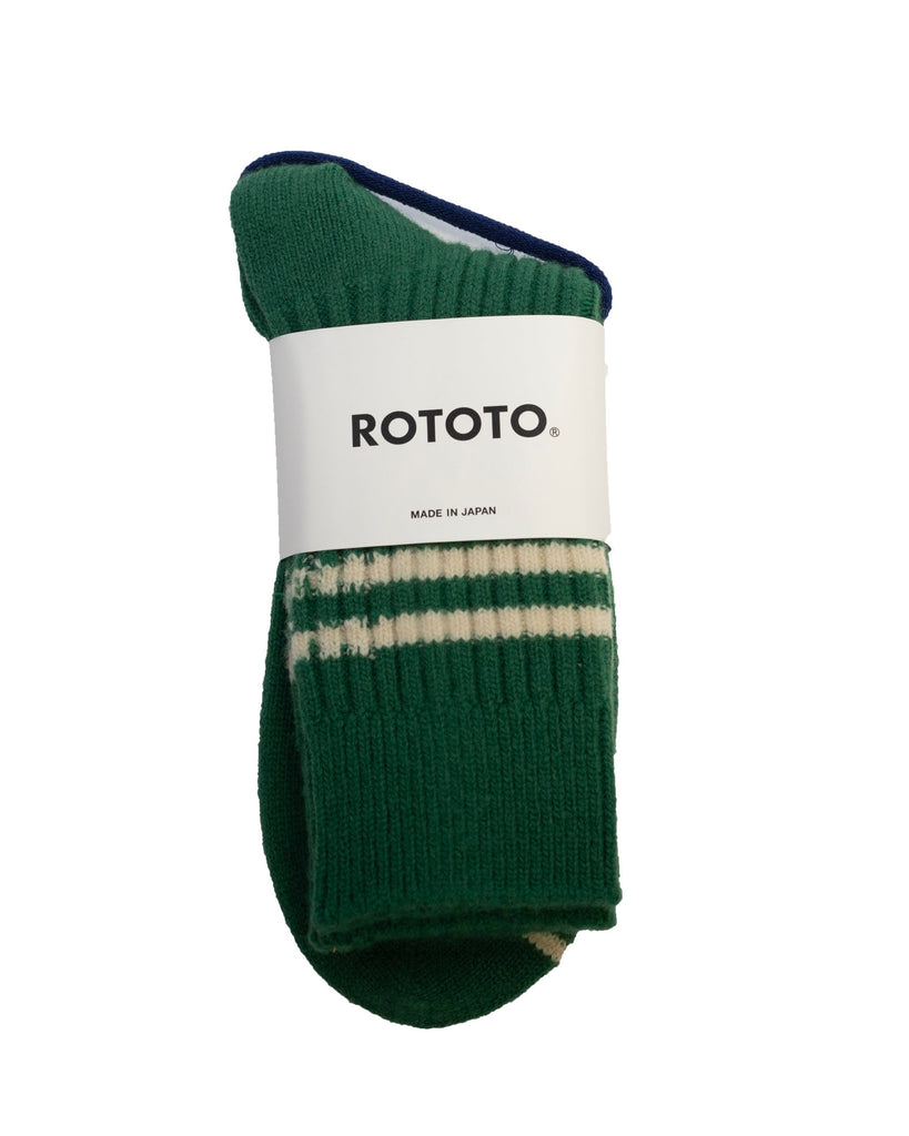 ROTOTO Merino Lambswool Stripe Socks Green