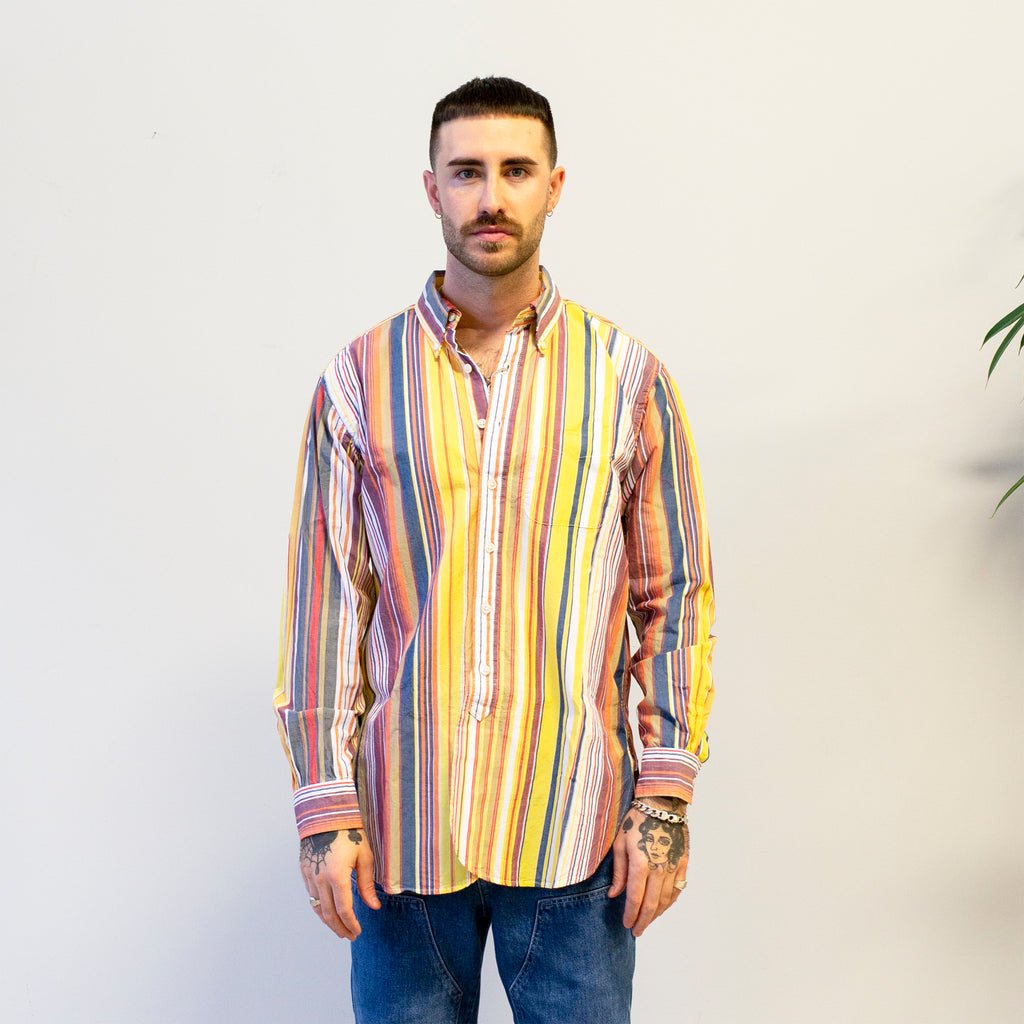 Engineered Garments 19 Century BD Shirt Bright Multi Color Cotton Stripe Model