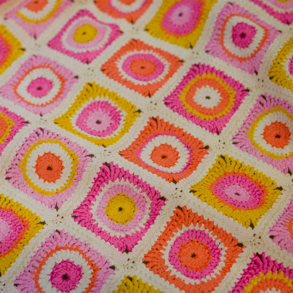 Gitman Vintage Pink Sunflower Crochet Camp Shirt back