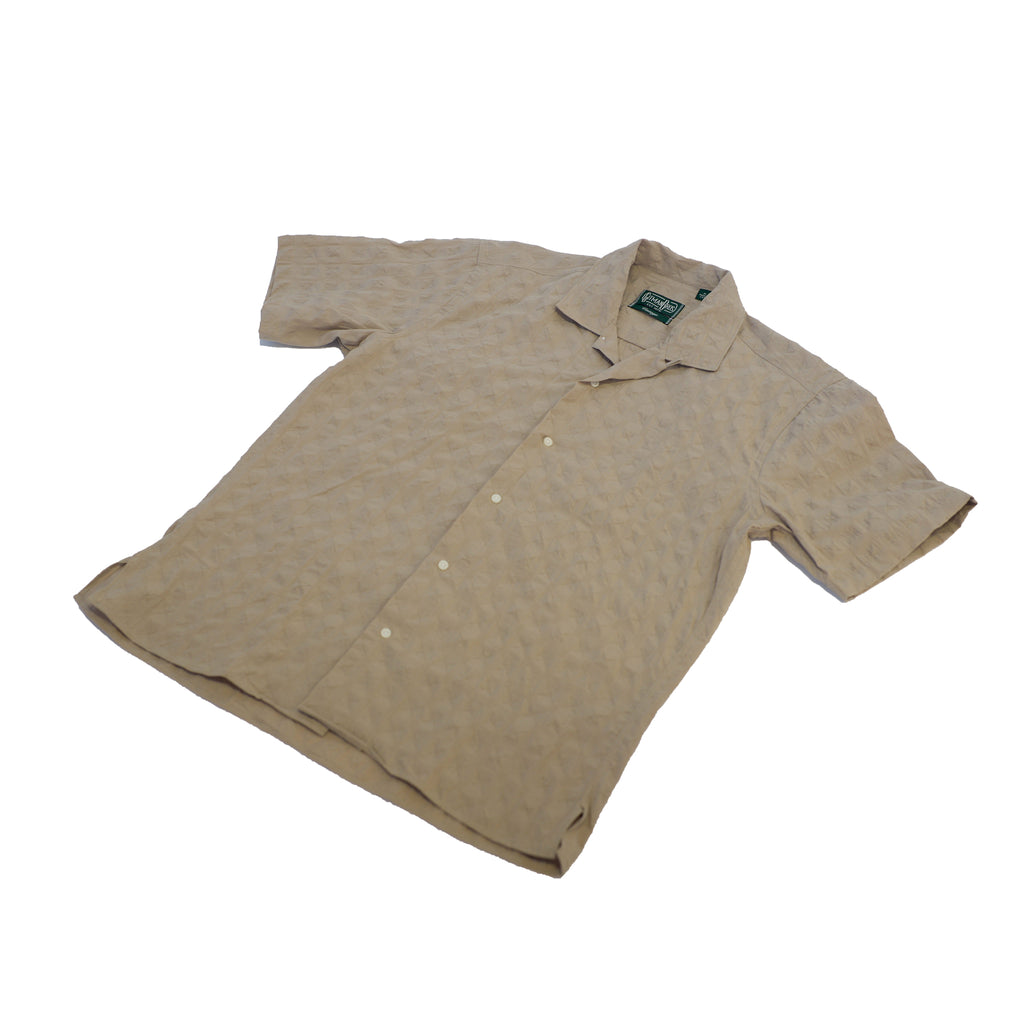 Gitman Vintage Tan Japanese Ripple Jacquard Camp Shirt