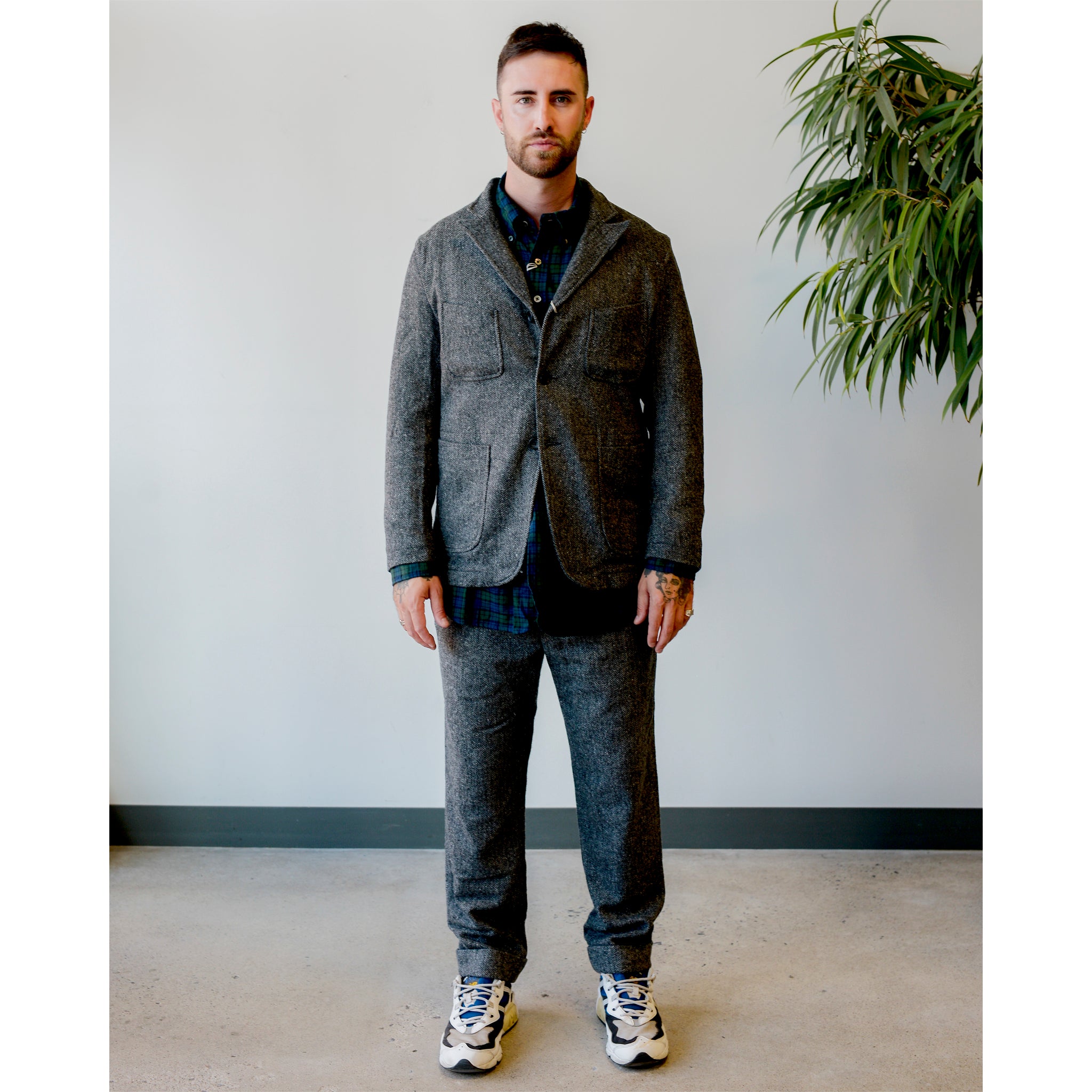 Engineered Garments NB Jacket Grey Poly Wool Herringbone – The Foxhole