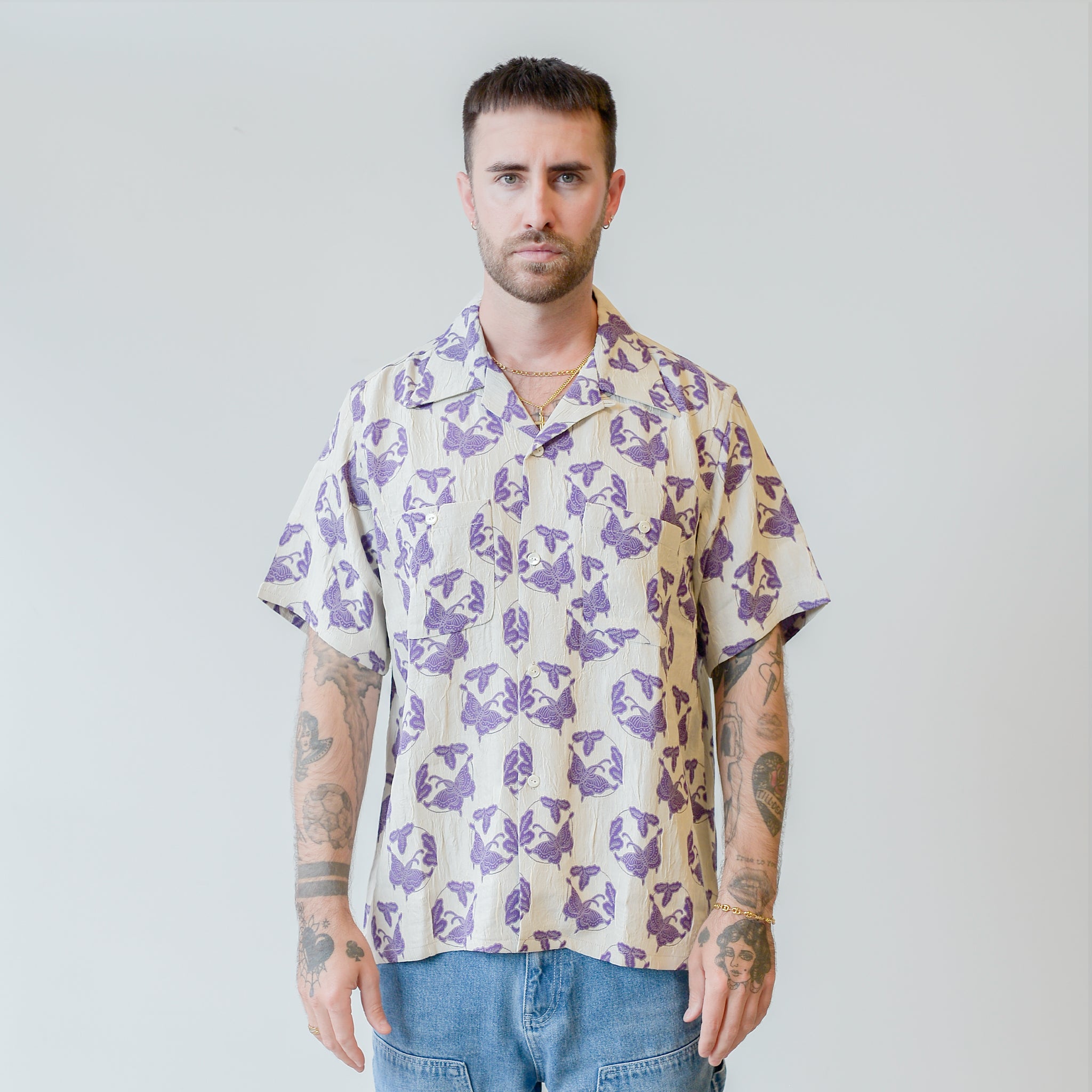 Needles S/S One-Up Shirt ACE/R Papillon Jq. Off White – The Foxhole