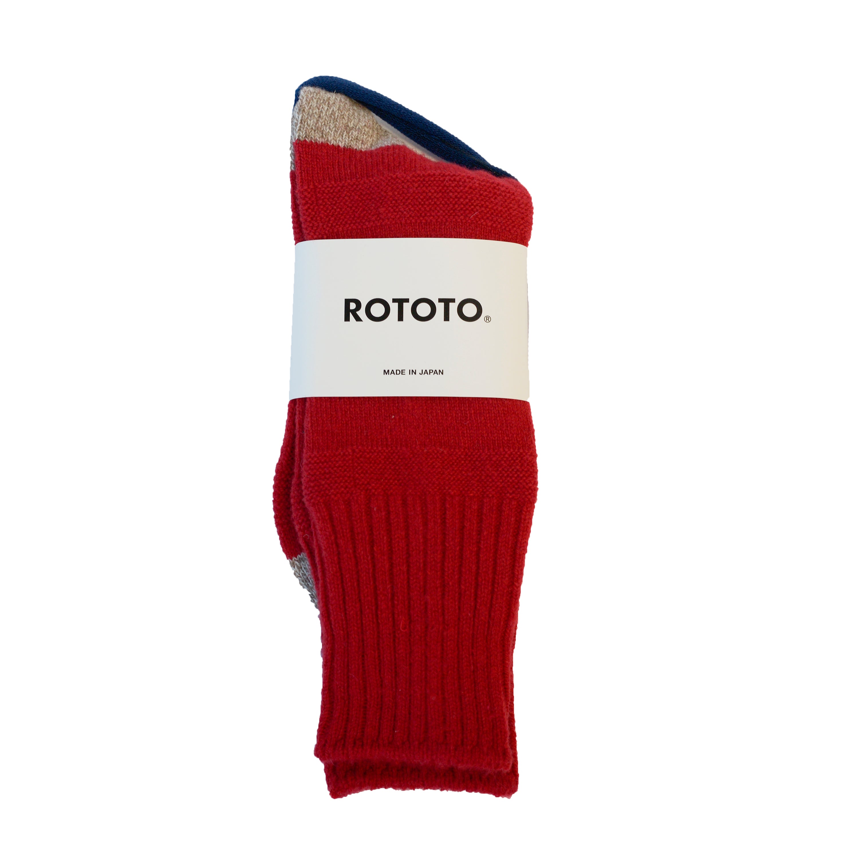 RoToTo Guernsey Pattern Crew Socks Red/Mix Brown – The Foxhole