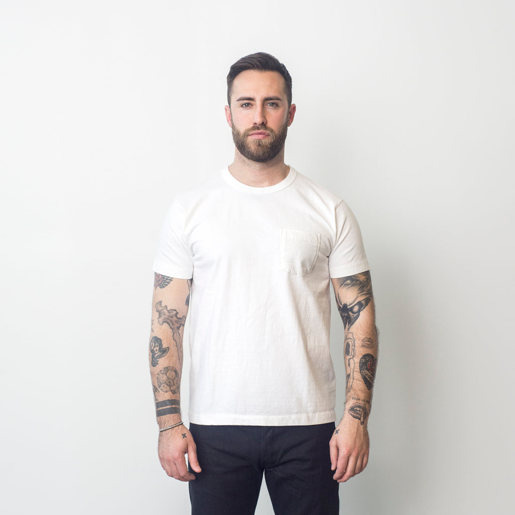 Whitesville Heavyweight Pocket T-shirt White model